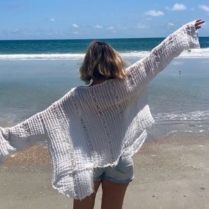 Free People Willows Boho Cropped Kimono | Off-white/ Ivory